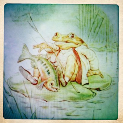 Jeremy Fisher Frog Fishing inspired by Beatrix Potter Counted